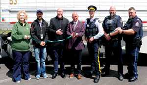 Minister of Highways officially opens new truck pull out 